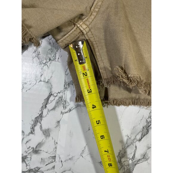 KanCan Womens High Rise Curvy Shorts Size 31 Frayed Hem Khaki - Picture 4 of 6